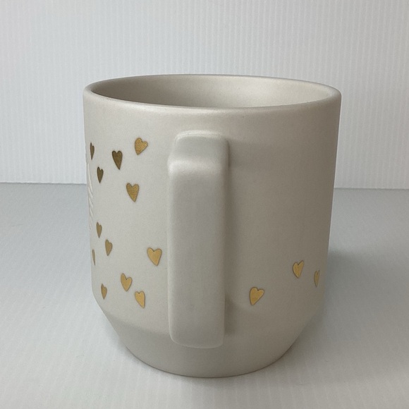 Starbuck Coffee Mug Cup Embossed Siren Mermaid Matte White Gold Hearts 12oz - Picture 2 of 8